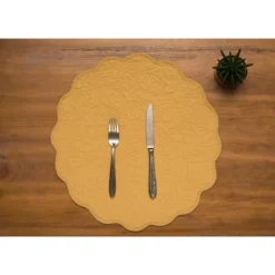 C&F Home Christiana Honey Reversible Machine Washable Round Scallop Quilt Placemats Set Of 6 -C&F Home GUEST 67643e4a 7110 4d8f 83de 909034088364