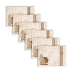 C&F Home Rustic Thanksgiving Turkey 100% Polyester Set Of 6 Placemats 13" X 18"