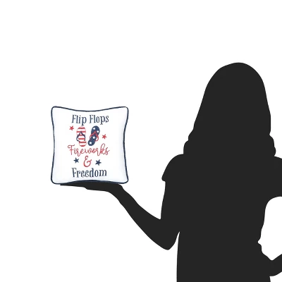 C&F Home Flip Flops Fireworks 4th Of July Patriotic Embroidered Square Accent Small Petite Throw Pillow, 10" X 10" 5 C&F Home Flip Flops Fireworks 4th Of July Patriotic Embroidered Square Accent Small Petite Throw Pillow, 10" X 10" - Image 3