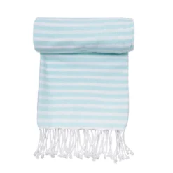 C&F Home Cabana Aqua Stripes Fouta Towel -C&F Home GUEST 71209068 bde9 48a9 8efb 73b82b228547