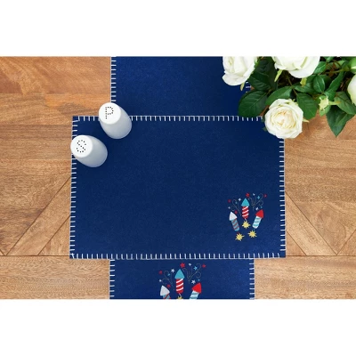 C&F Home Patriotic 4th Of July Solid Blue Sparkler Embroidered Fireworks Design Felt Table Runner 12" X 47.25" 5 C&F Home Patriotic 4th Of July Solid Blue Sparkler Embroidered Fireworks Design Felt Table Runner 12" X 47.25" - Image 3