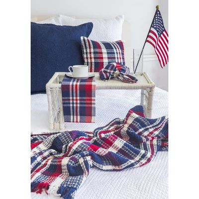 C&F Home 50" X 60" Harbor Plaid Red White And Blue Patriotic July 4th Woven Throw Blanket 4 C&F Home 50" X 60" Harbor Plaid Red White And Blue Patriotic July 4th Woven Throw Blanket - Image 2