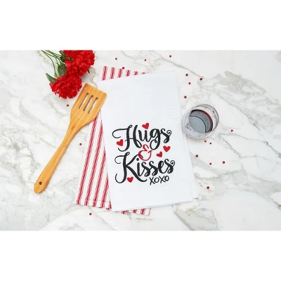 C&F Home Valentine's Day "Hugs & Kisses" XOXO Embroidered Waffle Weave Kitchen Dishtowel 4 C&F Home Valentine's Day "Hugs & Kisses" XOXO Embroidered Waffle Weave Kitchen Dishtowel - Image 2