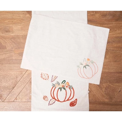 C&F Home Beige Autumn Botanical Pumpkin 100% Cotton Embroidered Set Of 6 Placemats 14" X 20" 5 C&F Home Beige Autumn Botanical Pumpkin 100% Cotton Embroidered Set Of 6 Placemats 14" X 20" - Image 3