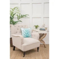 C&F Home 16" X 16" Maris Embroidered Coral Branch Throw Pillow