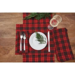 C&F Home Red Black Plaid Placemats Set Of 6, 13" X 19"