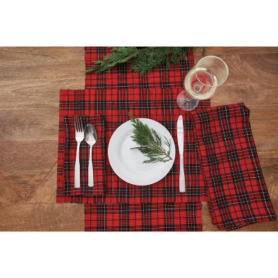 C&F Home Red Black Plaid Placemats Set Of 6, 13" X 19" 3 C&F Home Red Black Plaid Placemats Set Of 6, 13" X 19"