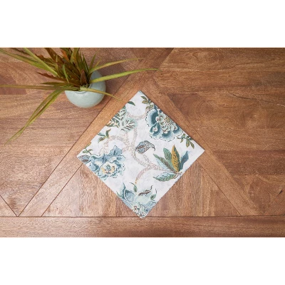 C&F Home Braganza Teal Floral Cotton Napkins, Set Of 6 4 C&F Home Braganza Teal Floral Cotton Napkins, Set Of 6 - Image 2