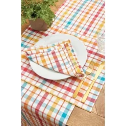 C&F Home Radley Plaid Woven Reversible Colorful Summertime Table Runner 13" X 72" -C&F Home GUEST 812424e7 4de6 4163 8a55 5eb62483f2e4
