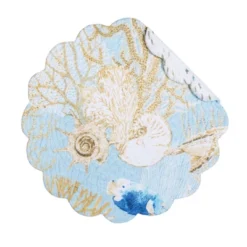C&F Home Belmont Reef Reversible Machine Washable Round Scallop Quilt Placemats Set Of 6