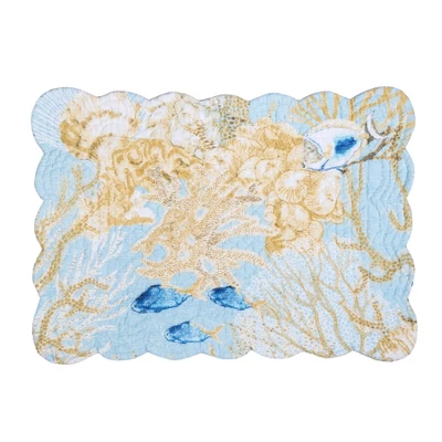 C&F Home Belmont Reef Reversible Machine Washable Scallop Quilt Placemats Set Of 6 4 C&F Home Belmont Reef Reversible Machine Washable Scallop Quilt Placemats Set Of 6 - Image 2