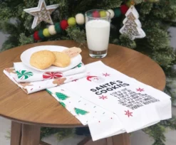 C&F Home Holiday Christmas "Santa's Cookies" Recipe With Santa Claus Face Cotton Flour Sack Kitchen Dish Towel Decor Decoration 27L X 18W In.
