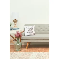 C&F Home Deer Buck Portrait Indoor/Outdoor Embroidered Accent Throw Pillow 18" X 18"