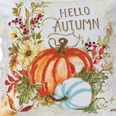 C&F Home Hello Autumn Pumpkins 18" X 18" Printed And Embroidered Throw Pillow 4 C&F Home Hello Autumn Pumpkins 18" X 18" Printed And Embroidered Throw Pillow - Image 2