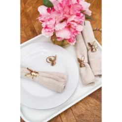 C&F Home Easter Rose Gold Bunny Rabbit Head Decorative Tabletop Cloth Napkin Rings Set Of 4 -C&F Home GUEST 89715b07 a969 43a4 8f81 29f8eda63ee8
