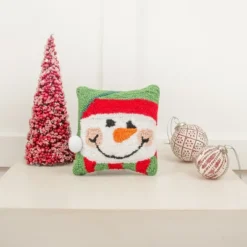 C&F Home 8" X 8" Happy Snowman Hooked Petite Christmas Holiday Throw Pillow -C&F Home GUEST 8a038778 adb7 4ebd 8898 32cfe08359f3