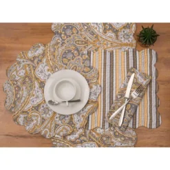 C&F Home Shay Damask Round 100% Scalloped Edge Dining Placemats Set Of 6 All Seasons, 17" -C&F Home GUEST 8aa6e9b3 ecef 459d a89b 3aca739a6971