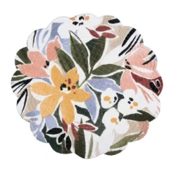 C&F Home Joelle Floral Flowers Palm Leaf Vibrant Scalloped Round Placemats Set Of 6, 17" -C&F Home GUEST 8d28e497 f836 415f aa58 142838876802