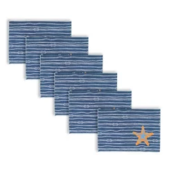 C&F Home Starfish Rope Placemats Set Of 6 Coastal Ocean Beach Nautical Blue, 14" X 20"