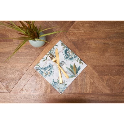 C&F Home Braganza Teal Floral Cotton Napkins, Set Of 6 6 C&F Home Braganza Teal Floral Cotton Napkins, Set Of 6 - Image 4
