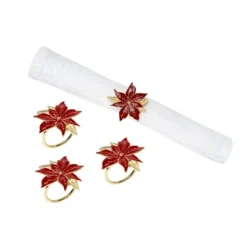 C&F Home Red Poinsettia Napkin Rings Set Of 4 -C&F Home GUEST 91804502 4910 47af 8fc0 6df679a34eec