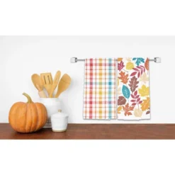 C&F Home Fall Leaves & Plaid Printed & Woven Kitchen Towel Set Of 2 -C&F Home GUEST 95443929 e809 471c 9f85 b0324d5564fb
