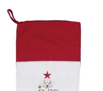 C&F Home Dog Themed Embroidered Christmas Stocking On White Background With Red Cuff Features Dog Face Christmas Tree Stocking 20.0 In. 3 C&F Home Dog Themed Embroidered Christmas Stocking On White Background With Red Cuff Features Dog Face Christmas Tree Stocking 20.0 In.