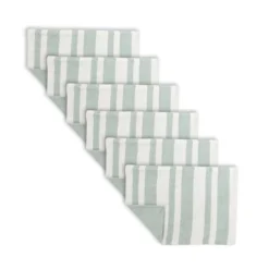 C&F Home Sol Stripe Sea Glass Handwoven Placemats Set Of 6, 14" X 20"