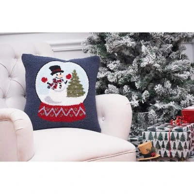 C&F Home Snowman And Christmas Tree In Snowglobe Holiday Winter Hooked Pillow Accent Throw Pillow, 18" X 18" 4 C&F Home Snowman And Christmas Tree In Snowglobe Holiday Winter Hooked Pillow Accent Throw Pillow, 18" X 18" - Image 2