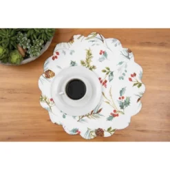 C&F Home Edith Round Quilted Reversible Holly Botanical Placemats Set Of 6, 17" -C&F Home GUEST 9c611137 44b5 4806 a1ba 827561be8e15