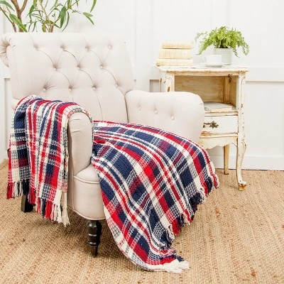 C&F Home 50" X 60" Harbor Plaid Red White And Blue Patriotic July 4th Woven Throw Blanket 3 C&F Home 50" X 60" Harbor Plaid Red White And Blue Patriotic July 4th Woven Throw Blanket