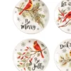 C&F Home 6" X 6" Holiday Sentiment Dolomite Round Dessert Plates Featuring Red Cardinals On Tree Branches Set Of 4 -C&F Home GUEST 9f9f627b 7f58 4748 bf9d 2be3fbdcbdca