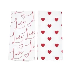 C&F Home Love Heart Cotton Kitchen Towel Set Of 2