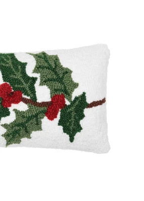 C&F Home Holly Sprig Hooked Pillow 4 C&F Home Holly Sprig Hooked Pillow - Image 2