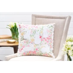 C&F Home Spring Silhouette Easter Bunnies Rabbits Floral Flowers Decorative Accent Throw Pillow, 18" X 18" -C&F Home GUEST a4f1dc11 2fbc 49c2 9acb 4cf62e5ec1ef