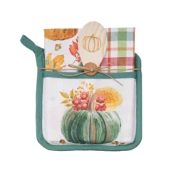 C&F Home Teal Pumpkin Harvests Potholder Gift Bundle Set Of 4