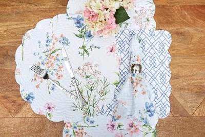 C&F Home Cynthia Round Cotton Quilted Reversible Placemats Set Of 6, 17" 6 C&F Home Cynthia Round Cotton Quilted Reversible Placemats Set Of 6, 17" - Image 4