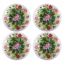 C&F Home Holly & Berry Glass Salad Plate Set Of 4