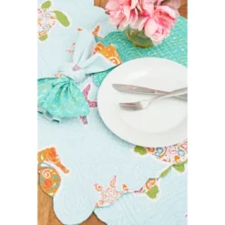 C&F Home St. Kitts Seahorse Starfish Sea Turtle 100% Cotton Quilted Placemats, Set Of 6, 17"