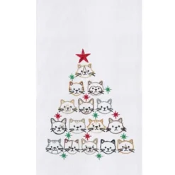 C&F Home Cat Face Christmas Tree Christmas Holiday Machine Washable Cotton Flour Sack Kitchen Towel Decor Decoration 27L X 18W In. -C&F Home GUEST b15fbdc8 eb2c 493b 9edd 93ba57159f1a
