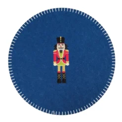 C&F Home Nutcracker Felt Round Placemat Set Of 6 Christmas Holiday Solid Blue Embroidery -C&F Home GUEST b32d410d 0938 4bab a469 bf6efd797ea8