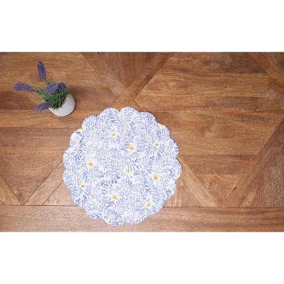 C&F Home Lovely Blues Scalloped Round Single Placemat Floral Design All Seasons, 17" 6 C&F Home Lovely Blues Scalloped Round Single Placemat Floral Design All Seasons, 17" - Image 4