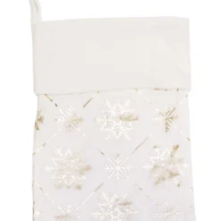C&F Home 20" White & Gold Foil Snowflakes Hanging Large Christmas XMAS Stocking