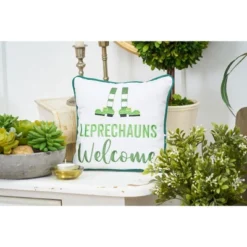 C&F Home 10" X 10" Leprechauns Welcome Embroidered Throw Pillow -C&F Home GUEST b92452d7 a779 4d68 8b03 65549c751b43