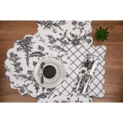 C&F Home Bleighton Black Round Cotton Placemat Machine Washable Set Of 6 -C&F Home GUEST ba9d77f1 6d12 474a 8758 41a02c4acb8e 1