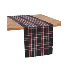 C&F Home Poinsettia Plaid Woven Table Runner 13" X 72" -C&F Home GUEST bad1f585 16de 49b1 b391 513edc8d6396