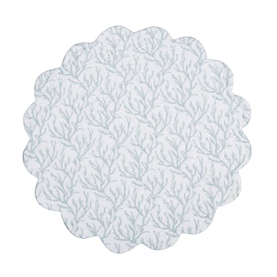 C&F Home Seafoam Reef Scalloped Round Placemats Set Of 6 Nautical Design Coral, 17" 5 C&F Home Seafoam Reef Scalloped Round Placemats Set Of 6 Nautical Design Coral, 17" - Image 3