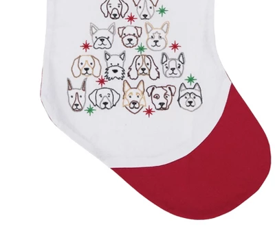 C&F Home Dog Themed Embroidered Christmas Stocking On White Background With Red Cuff Features Dog Face Christmas Tree Stocking 20.0 In. 4 C&F Home Dog Themed Embroidered Christmas Stocking On White Background With Red Cuff Features Dog Face Christmas Tree Stocking 20.0 In. - Image 2