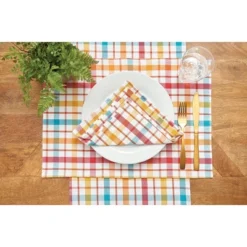 C&F Home Radley Plaid Woven Reversible Colorful Summertime Table Runner 13" X 72" -C&F Home GUEST bfd3108c 4b18 48b9 b6ce a555f5e11534