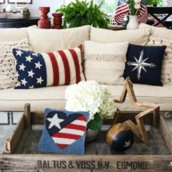C&F Home 8" X 8" Patriotic American Flag July 4th Hooked Petite Throw Pillow Red White And Blue -C&F Home GUEST bfde8802 beab 4ebd 9afa 1d86eeeb4fbb